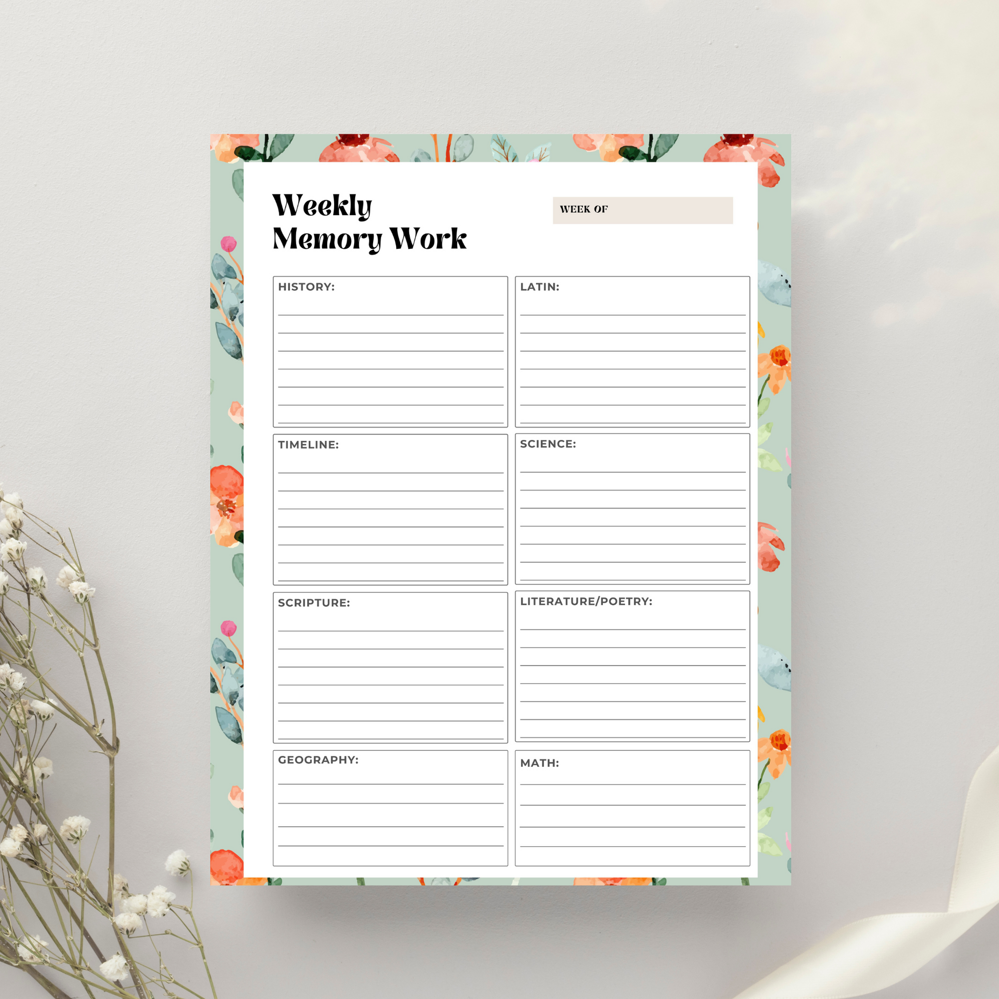 Christian Homeschool Planner 2025 2026 Classical Printable Digital PDF Weekly Daily Organizer