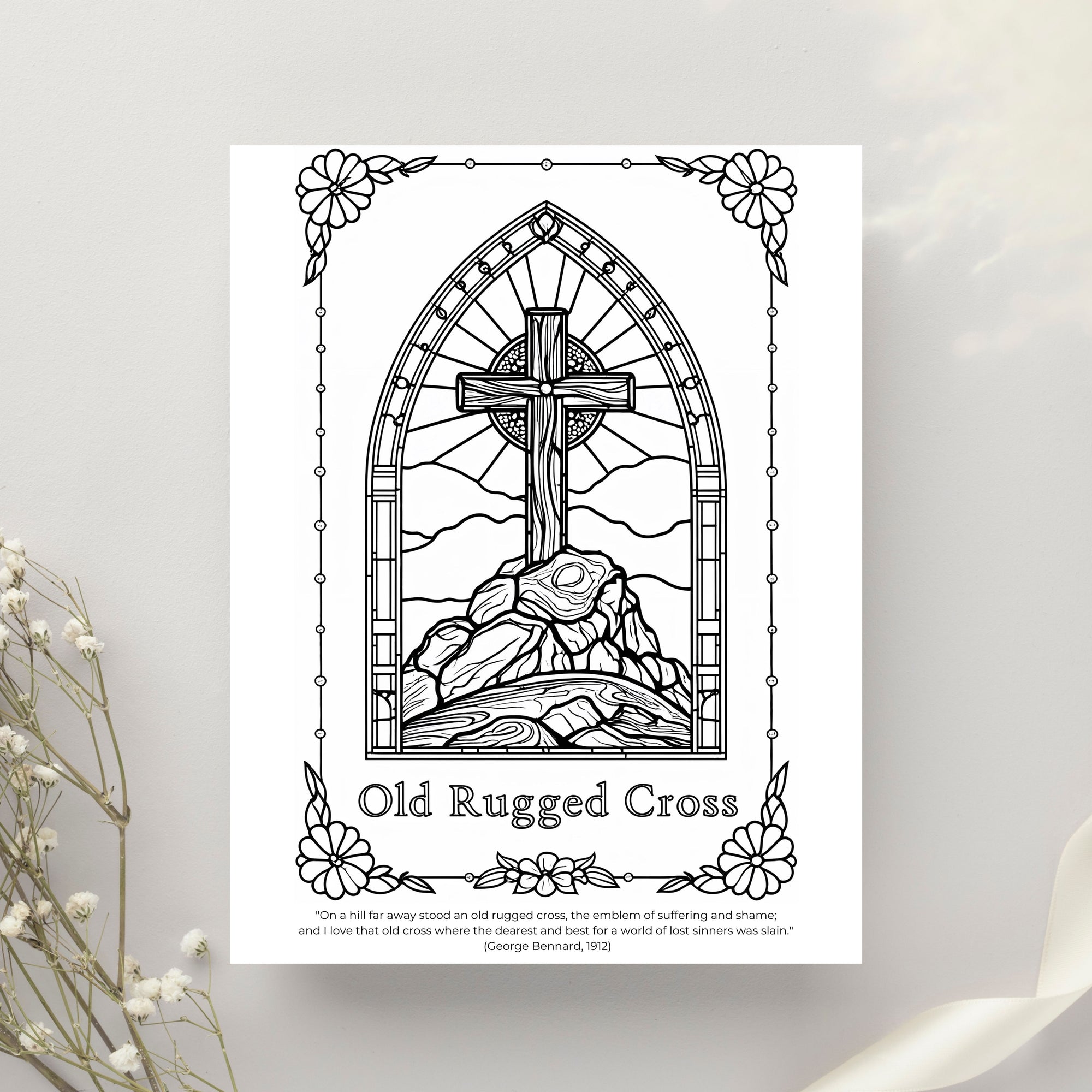 Christian Hymn Coloring Book Printable Stained Glass Adult Coloring Pages PDF Classic Hymns