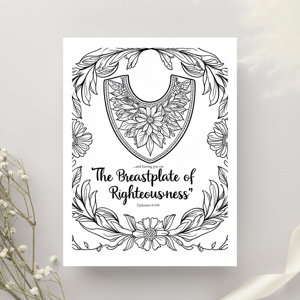 Armor of God Coloring Book Printable | Spiritual Warfare Christian Art PDF | Adult Bible Study Activity for Women