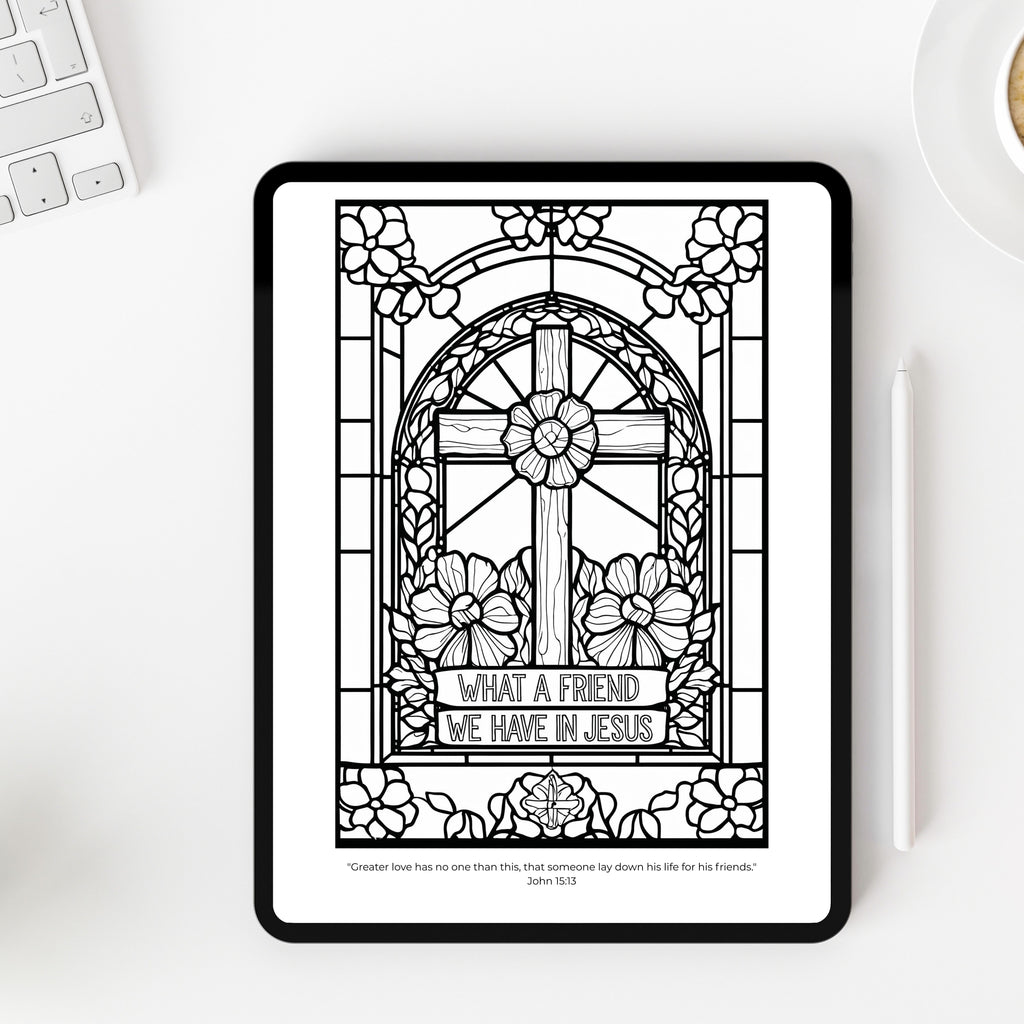 Christian Hymn Coloring Book Printable Stained Glass Adult Coloring Pages PDF Classic Hymns