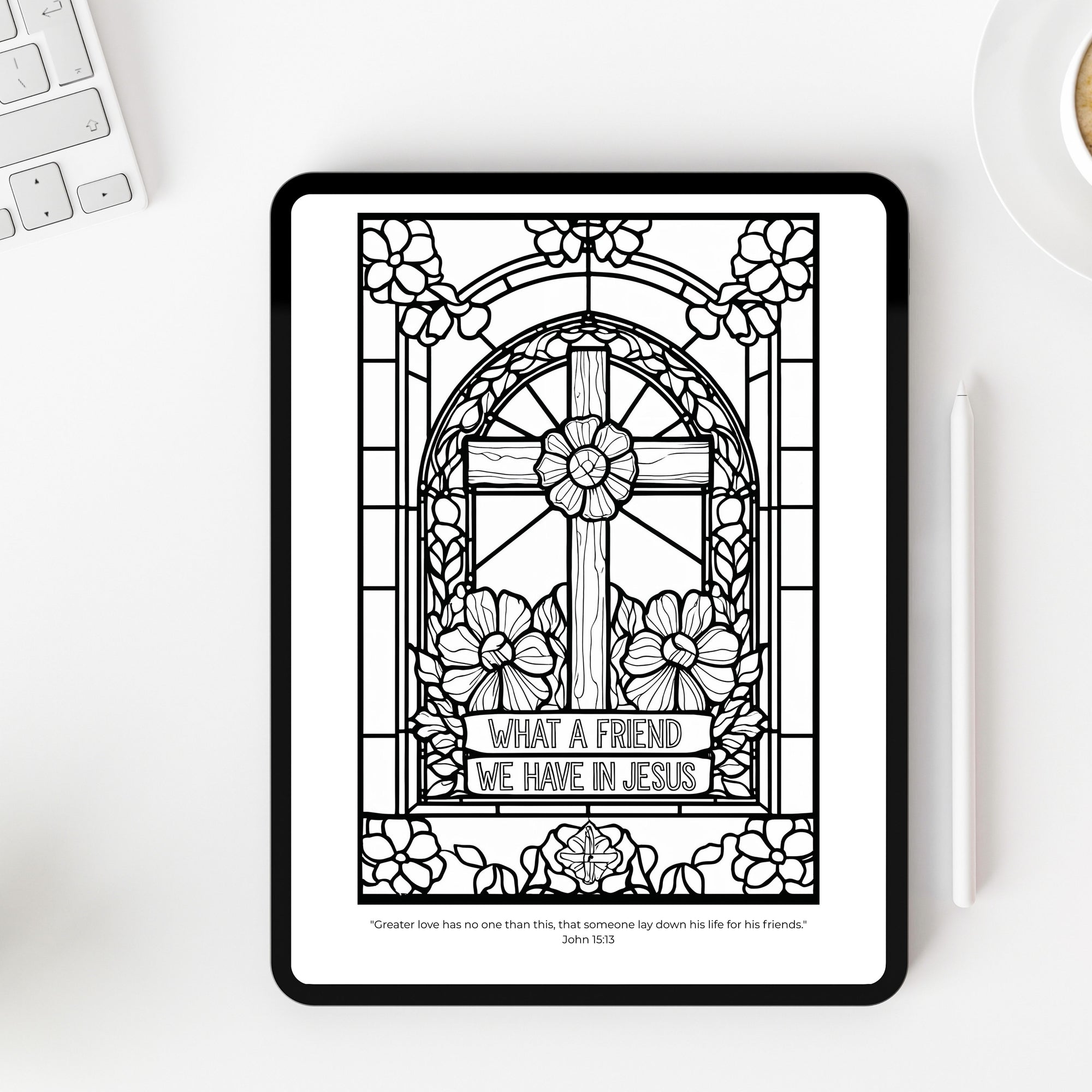 Christian Hymn Coloring Book Printable Stained Glass Adult Coloring Pages PDF Classic Hymns