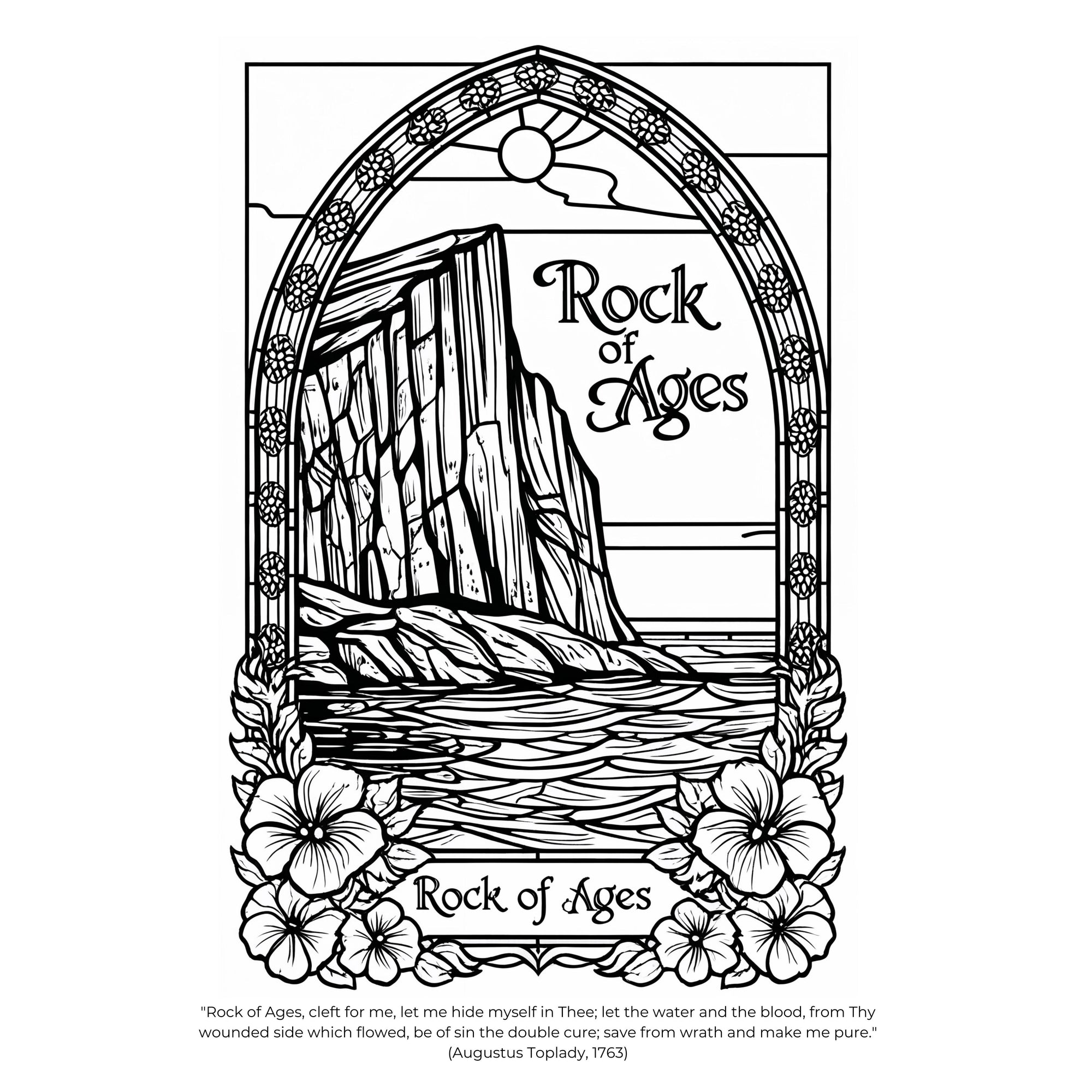 Christian Hymn Coloring Book Printable Stained Glass Adult Coloring Pages PDF Classic Hymns