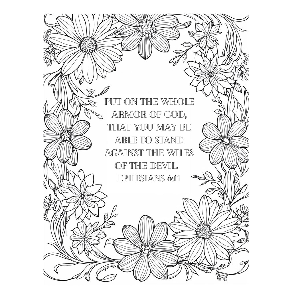Armor of God Coloring Book Printable | Spiritual Warfare Christian Art PDF | Adult Bible Study Activity for Women