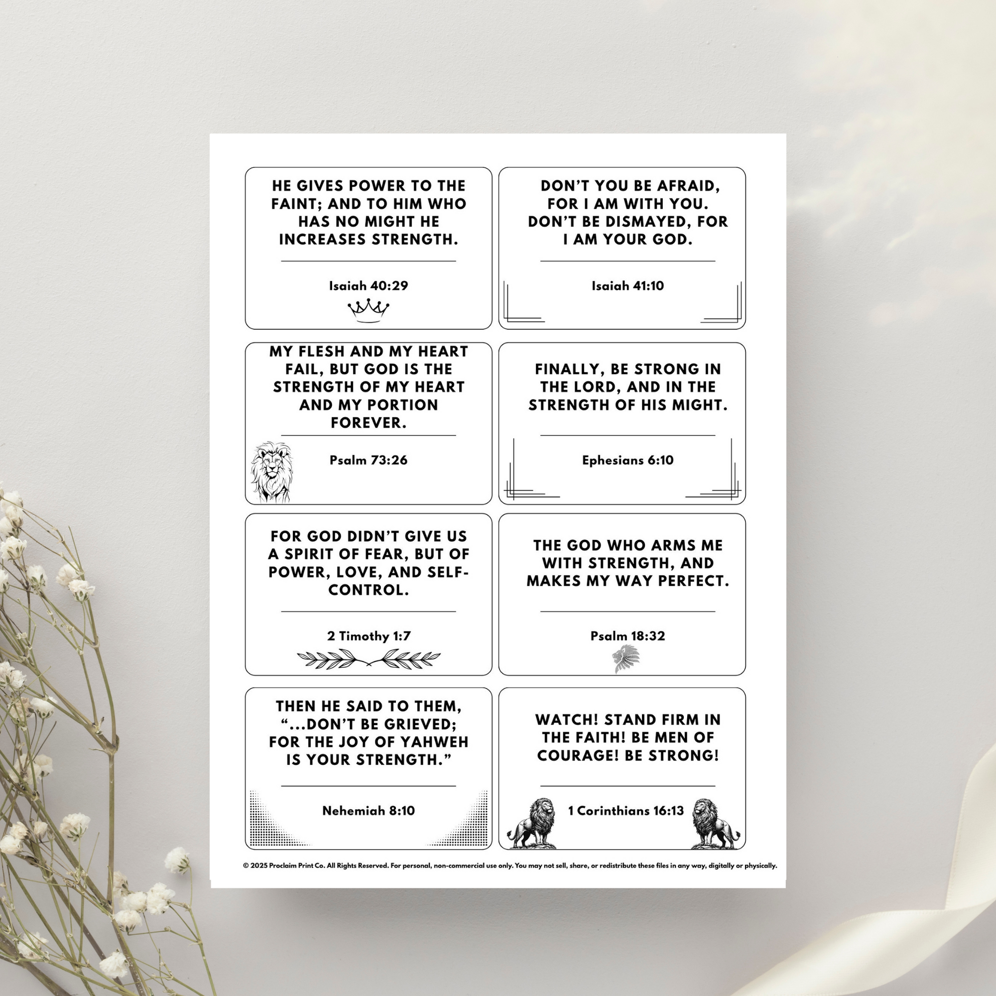 60 Printable Scripture Cards for Dads | Bible Verses on Strength, Leadership and Fatherhood | Christian Men's Gift | Digital Download