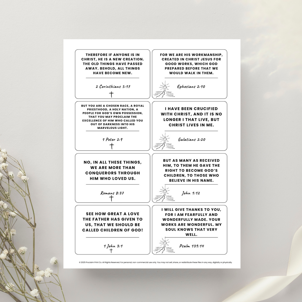 60 Printable Scripture Cards for Teens | Bible Verses on Identity, Courage & Peace | Christian Teen Gift | Digital Download