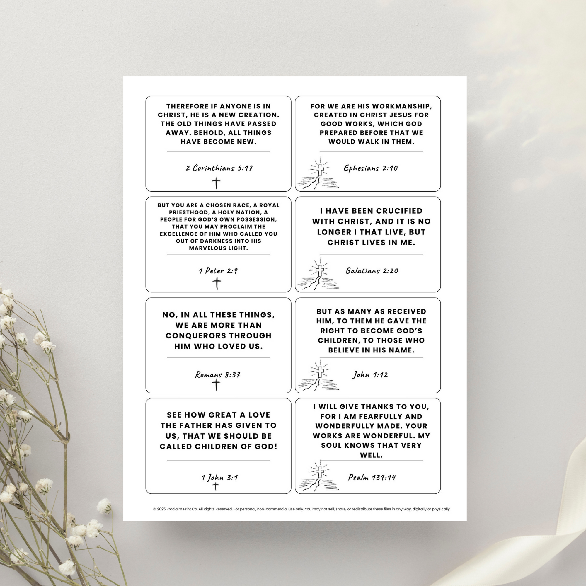 60 Printable Scripture Cards for Teens | Bible Verses on Identity, Courage & Peace | Christian Teen Gift | Digital Download
