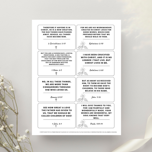 60 Printable Scripture Cards for Teens | Bible Verses on Identity, Courage & Peace | Christian Teen Gift | Digital Download