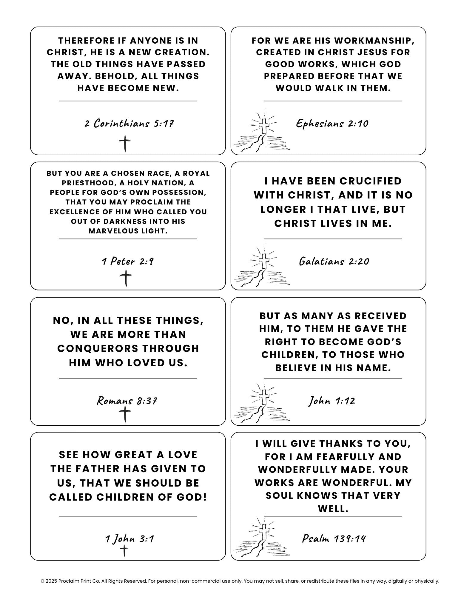 60 Printable Scripture Cards for Teens | Bible Verses on Identity, Courage & Peace | Christian Teen Gift | Digital Download