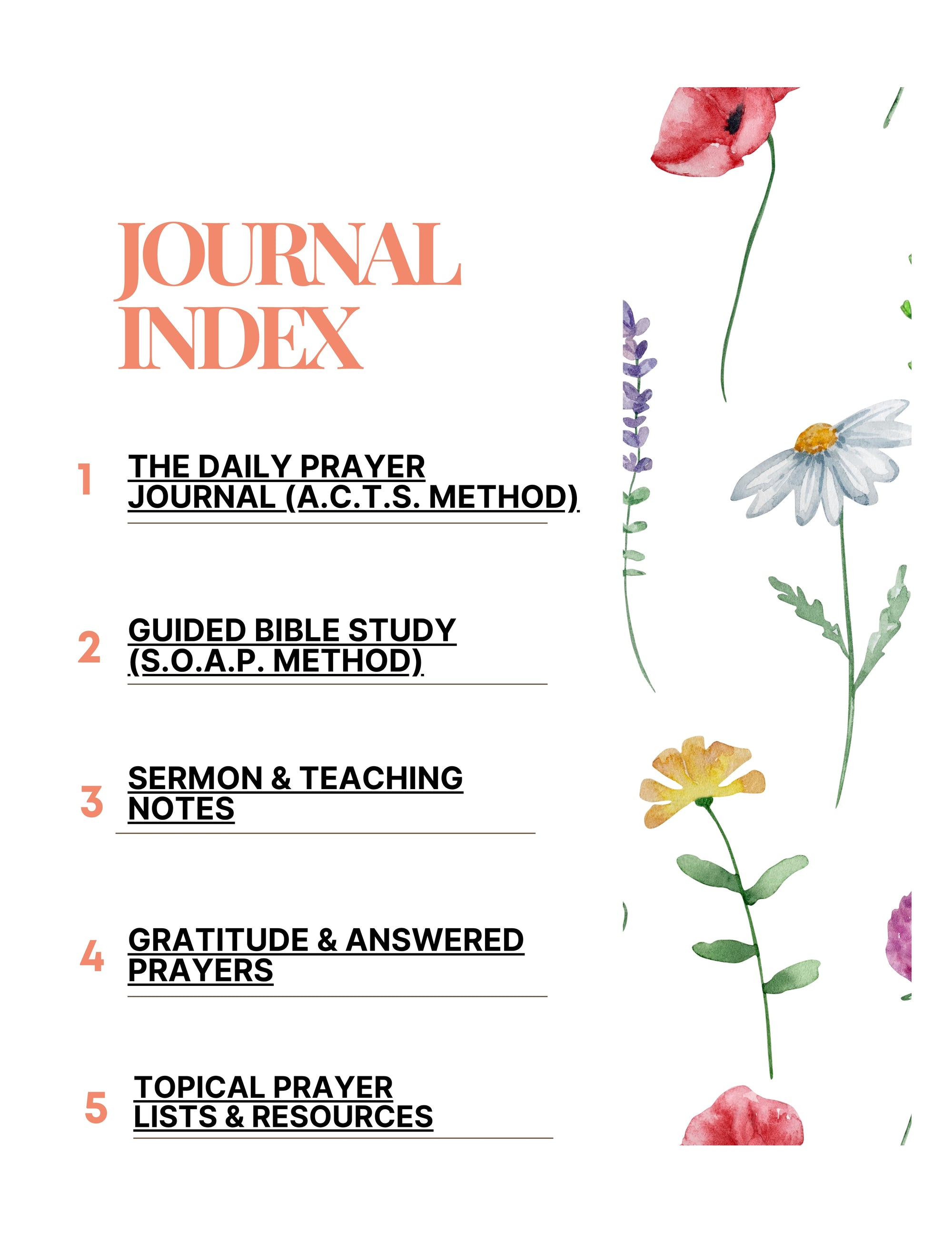 Christian Prayer Devotional Journal Printable Bible Study Planner