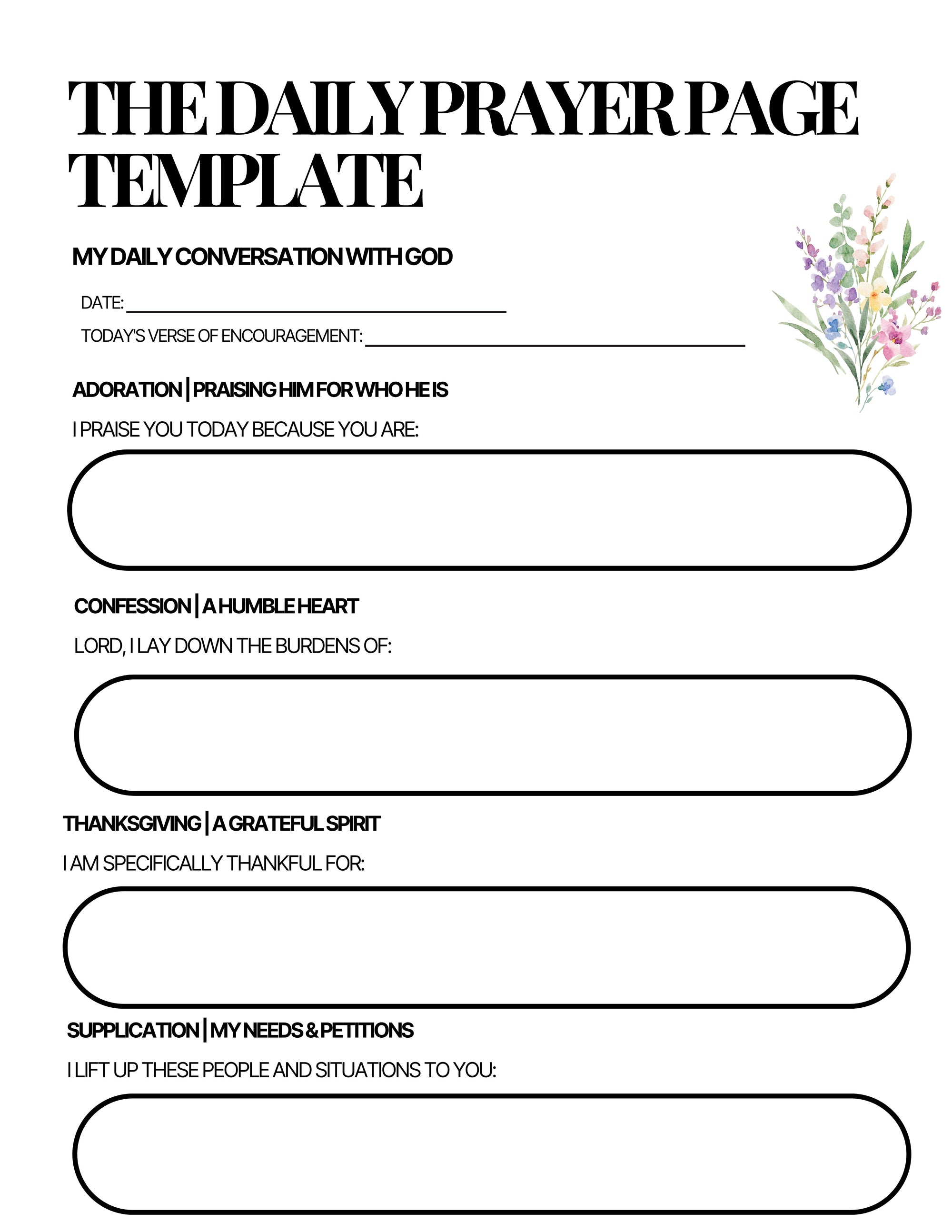Christian Prayer Devotional Journal Printable Bible Study Planner